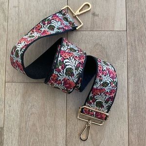 Embroidered Floral Crossbody Strap, Adjustable